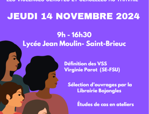 Journée intersyndicale Femmes CGT-FSU-Solidaires : VSS au travail, le jeudi 14 novembre à Saint-Brieuc