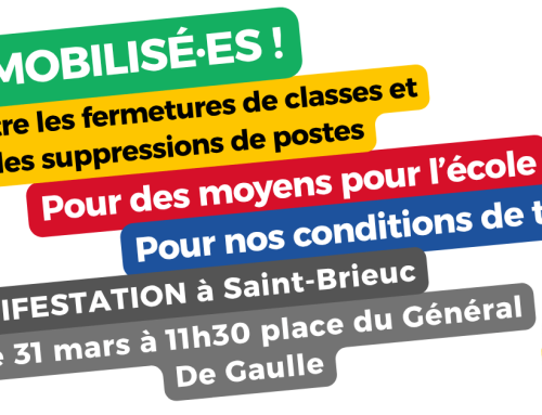 Carte scolaire et conditions de travail : tou·tes en grève et en manifestation intersyndicales le mardi 31 mars !